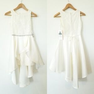 Rare Edition Embroidered Mesh Asymmetrical Overlay Formal Pageant Dress NWT sz12